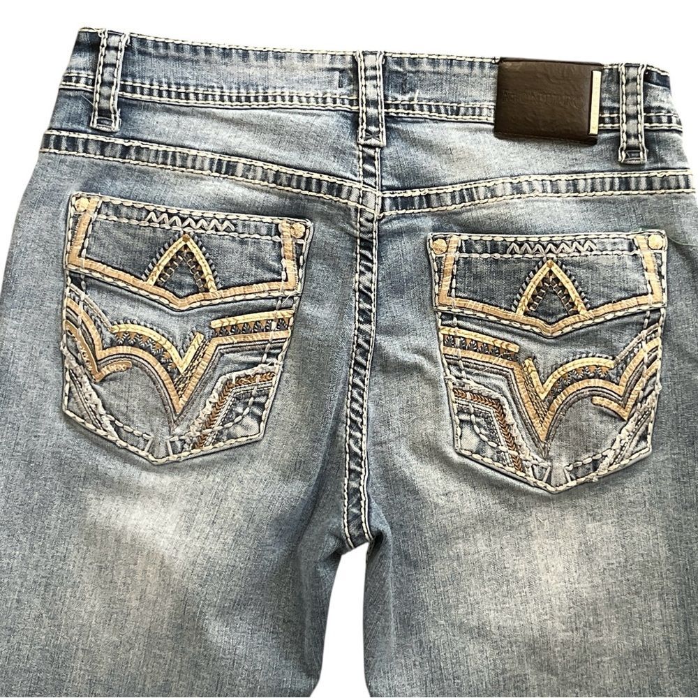 MONTERO Men's Bootcut Jeans Size 36 Modern Cowboy Embroidered Whipstitch - Picture 2 of 11